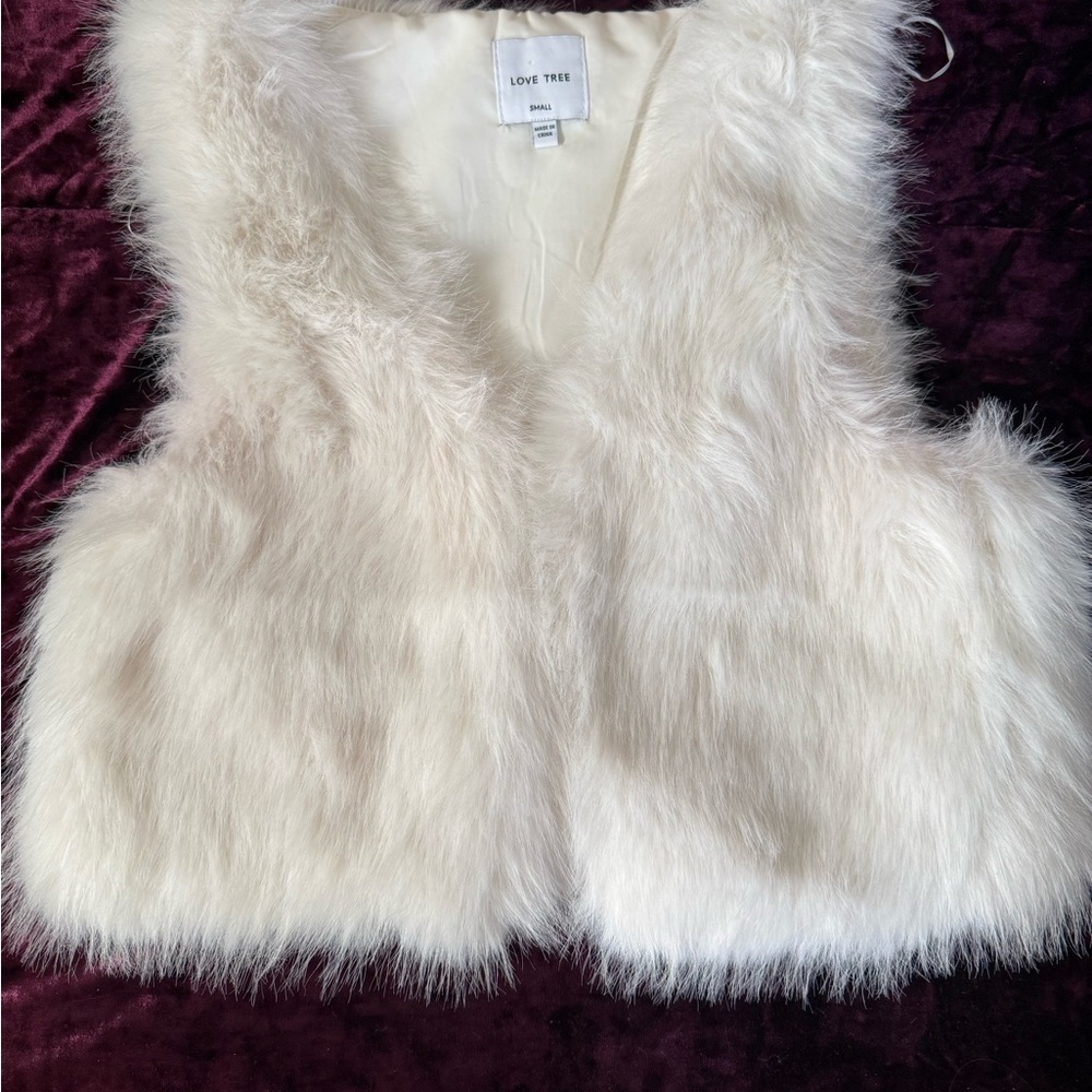 Love Tree Ivory Faux Fur Vest - Picture 2 of 4